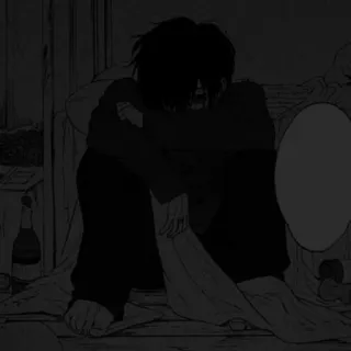 🖤 triste, anime, piangere, manga, depresso telegram sticker