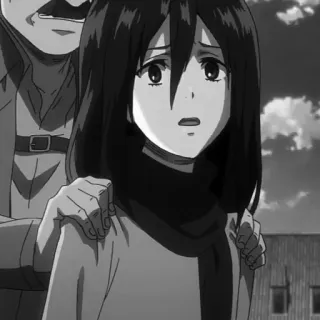 🗡 Mikasa Ackerman Attack on Titan Anime, Ataque dos Titãs, Mikasa, Desenho animado, Triste telegram sticker