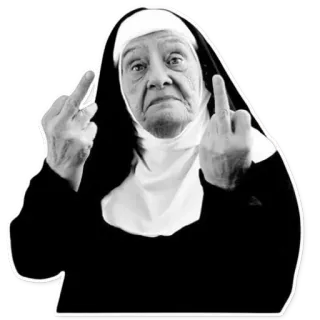 🖕 suora, dito medio, offensivo, religione, vaffanculo whatsapp sticker