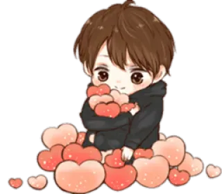❤ Anime, Kreskówka, Serca, Miłość, Kawaii, Słodkie, Naklejka telegram sticker