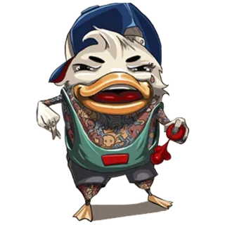 🐔 desenho animado, pato, tatuagens, personagem, animal, gangster whatsapp sticker