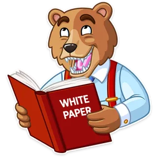 😀 WHITE PAPER медведь, чтение, отчет, бизнес, животное, книга telegram sticker