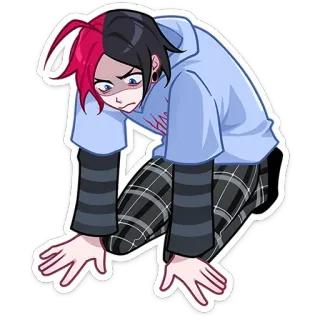 😐 스티커, 캐릭터, 애니메이션, 소년, 공포, 무서움 telegram sticker