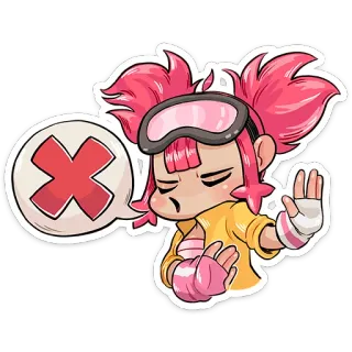 🙅‍♂️ dessin animé, personnage, fille, illustration, autocollant, main, stop telegram sticker
