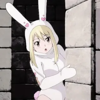 🥰 Lucy Heartfilia Fairy Tail Anime, Conejo, Rubia, Chica, Linda, Fairy Tail, Lucy Heartfilia whatsapp sticker