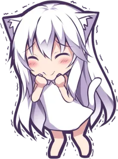 😌 Anime, Chibi, Kucing, Kawaii, Lucu, Gadis Kucing, Manga telegram sticker