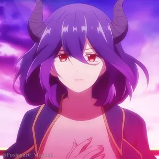 🖤 @Fushiguro_Mezgumi Anime, Dämon, Mädchen, lila Haare, Hörner, Cartoon, Fiktion telegram sticker