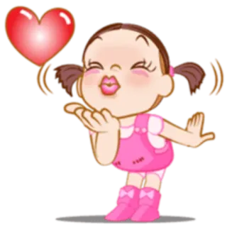 😚 corazón, dibujo animado, chica, amor, beso, lindo, beso volado whatsapp sticker