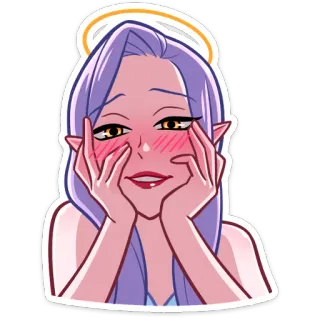 ☺️ ангел, девушка, аниме, стикер, мультфильм, ореол, милый, эльф telegram sticker