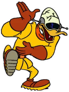 🤣 canard, dessin animé, personnage, jaune, orange, cyborg whatsapp sticker
