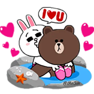 😍 I ❤️ U Liebe, Romantik, süß, Cartoon, Bär, Hase, Ich liebe dich, Beziehung telegram sticker