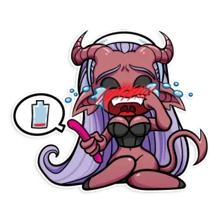 😢 demonio, llorando, juguete, diablo, batería baja telegram sticker