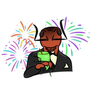 🍸 formiga, smoking, fogos de artifício, celebração, festa, desenho animado, inseto telegram sticker