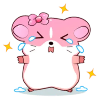 😭 hamster, cute, animal, pink, bow, crying, cartoon, sticker telegram sticker