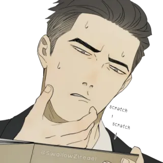 🤔 @SwallowZireael personaje, hombre, pensando, pegatina, dibujo animado telegram sticker