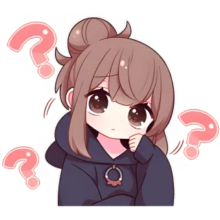 🤔 Anime, Meisje, Vraag, Schattig, Cartoon, Denken telegram sticker
