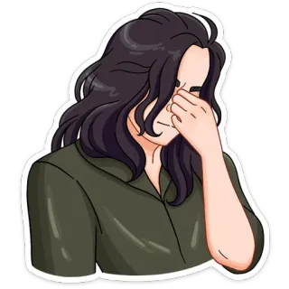 🤦‍♂ ステッカー, 人, ロングヘア, 感情, 悲しい, 泣く, 動揺 telegram sticker