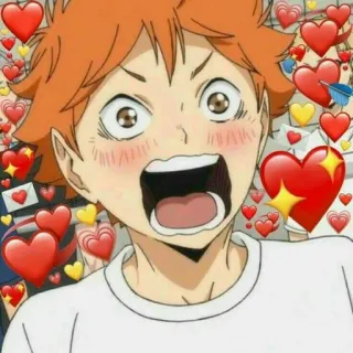 🏐 Hinata Shoyo Haikyuu!! anime, haikyuu, hinata, shoyo, hearts, love telegram sticker