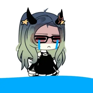 😭 triste, llorando, dibujos animados, cuernos, anime whatsapp sticker