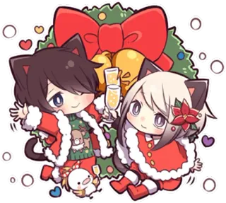 🎄 weihnachten, süß, katzenohren, kawaii, festlich, feier, urlaub whatsapp sticker