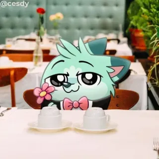 😉 可爱, 卡通, 猫, 动漫, 燕尾服, 正式, 花 telegram sticker