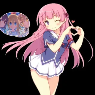 ❤️ Anime Mädchen, süß, rosa Haare, Zwinkern, kawaii, Herz, Cartoon whatsapp sticker