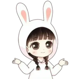 🍄 Anime, Chica, Conejo, Lindo, Kawaii whatsapp sticker