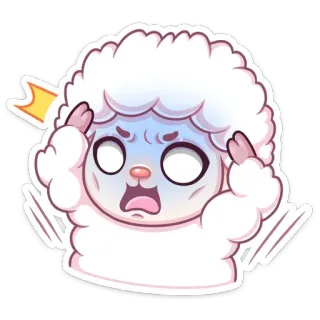 😰 овца, стикер, в шоке, мультфильм, милый telegram sticker
