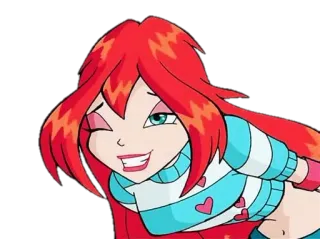 😉 Bloom Winx Club การ์ตูน, อนิเมชั่น, นางฟ้า, เวทมนตร์, ขยิบตา telegram sticker