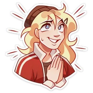 🙏 キャラクター, 漫画, アニメ, 女性, 笑顔, 人物 whatsapp sticker