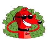 😎 Hund, Cartoon, Geld, Sonnenbrille, rot, cool telegram sticker