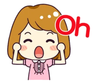 😄 Oh surprised, excited, cute, cartoon, girl whatsapp sticker