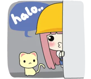 ✋ halo... 귀여운, 고양이, 소녀, 헬멧, 인사 telegram sticker