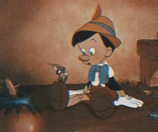 🧃 Pinocchio Pinocchio, Disney, cartoon, Jiminy Cricket, fairy tale whatsapp sticker
