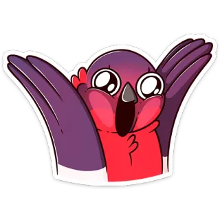😃 oiseau, dessin animé, mignon, drôle, autocollant telegram sticker