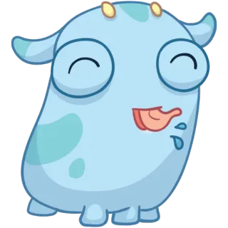 😜 Dessin animé, Monstre, Mignon, Bleu, Lécher, Autocollant whatsapp sticker