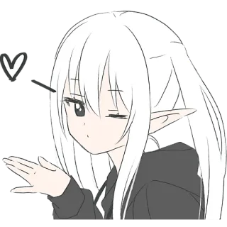 😘 Anime, Elfo, Carino, Kawaii, Bacio, Cuore telegram sticker