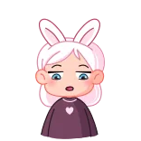 😔 bunny, girl, cute, kawaii, cartoon telegram sticker