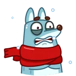 🥶 anjing, musim dingin, syal, dingin, kartun whatsapp sticker