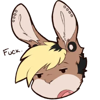 😑 Фурри, Мультфильм, Животное, Кролик, Милый, Наклейка whatsapp sticker