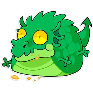 🍽 dragão, verde, desenho animado, animal, monstro, fofo telegram sticker