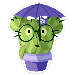 ☔️ cacto, planta, óculos, flor, guarda-chuva, fofo whatsapp sticker