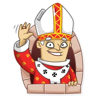 👋 pope, religion, cartoon, greeting, priest, religious figure telegram sticker