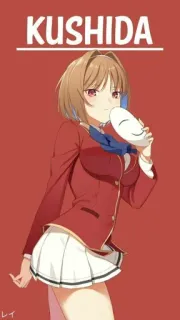 🙃 Kushida KUSHIDA アニメ, 女の子, 制服, マスク, 櫛田 telegram sticker