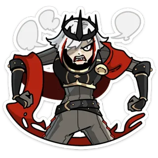 😡 sticker, dessin animé, personnage, anime, colère, couronne, cape whatsapp sticker