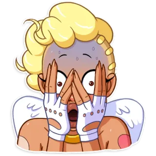 😨 ангел, в шоке, мультфильм, страх, обеспокоен, реакция, эмодзи telegram sticker