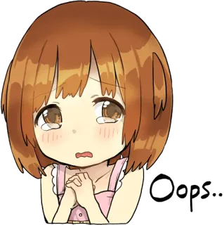 😢 Oops.. Аниме, Девушка, Ой, Плач, Милый, Смущённый telegram sticker