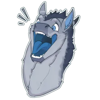 😃 Furry, Animal, Lobo, Desenho animado, Expressão, Feliz telegram sticker