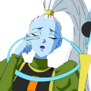 😢 Whis Dragon Ball 애니메이션, 슬픈, 우는, 파란색, 천사 telegram sticker