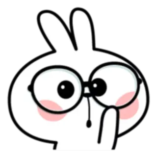 👓 Hase, Kaninchen, Cartoon, süß, Brille, denkend whatsapp sticker